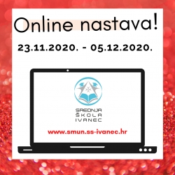 Online nastava u Srednjoj školi Ivanec: od 23.11. do 5.12.2020.