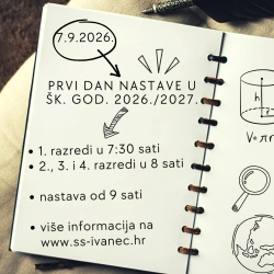 Prvi dan nastave u školskoj godini 2026./2027.